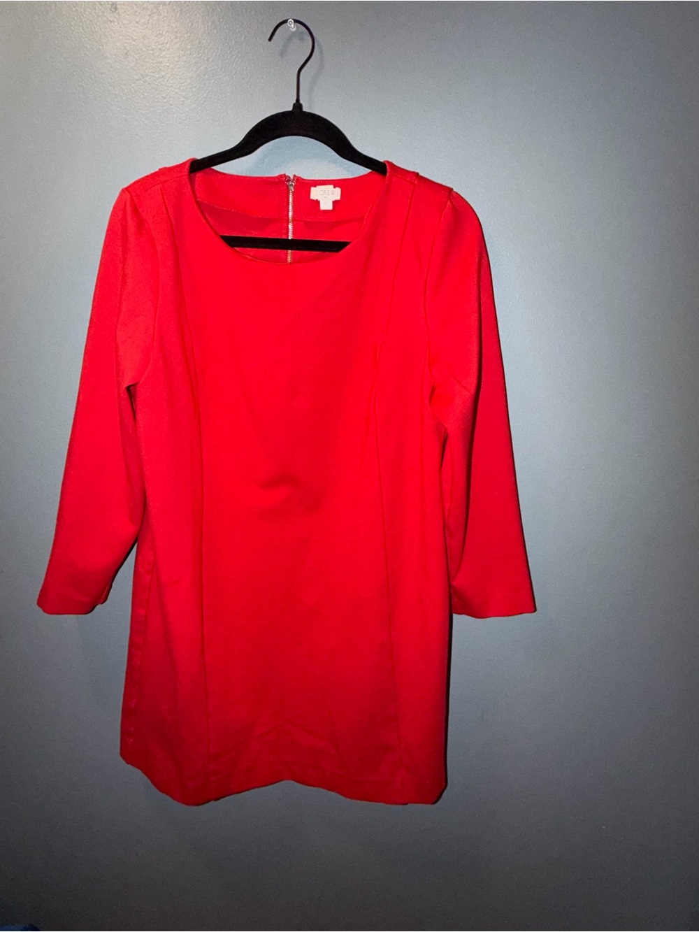J. Crew Red Long-Sleeve Shift Dress